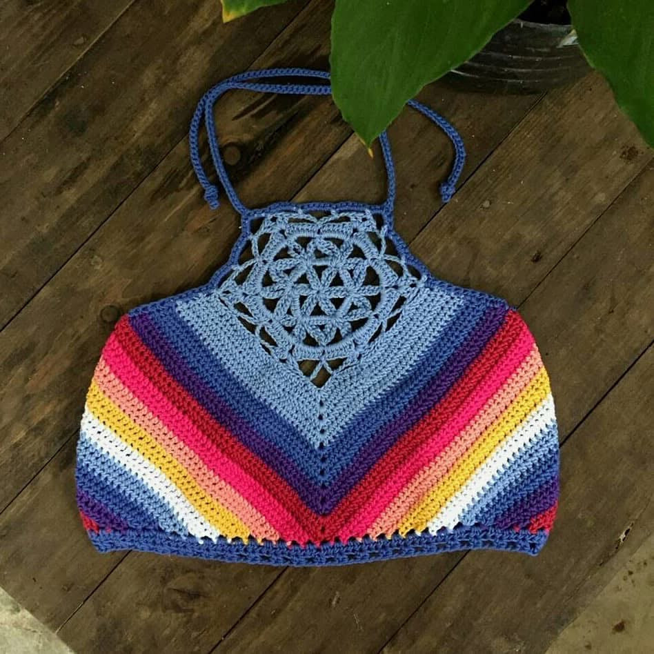 Rainbow Flower of Life Halter Top